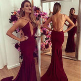 burgundy prom Dress sexy Prom Dress long prom dress backless prom dress evening dress BD664