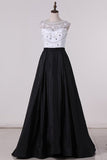 2024 A Line Scoop Beaded Bodice Prom Dresses Taffeta PPZS3S3X