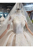 Ball Gown Wedding Dresses High Neck Top Quality Appliques PJDGPQRL