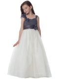 A-Line/Princess Tulle Straps Hand-Made Flower Sleeveless Floor-Length Flower Girl Dresses TPP0007896