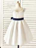 A-Line/Princess Knee-Length Scoop Sash/Ribbon/Belt Sleeveless Taffeta Flower Girl Dresses TPP0007915