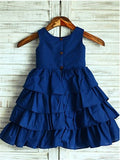 A-line/Princess Sleeveless Scoop Layers Tea-Length Chiffon Flower Girl Dresses TPP0007873