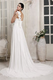 Sheath/Column One-Shoulder Sleeveless Ruffles Long Chiffon Wedding Dresses TPP0006978