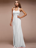 Sheath/Column Halter Sleeveless Long Ruffles Chiffon Bridesmaid Dresses TPP0005445