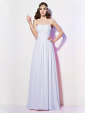 A-Line/Princess Sweetheart Sleeveless Long Pleats Chiffon Bridesmaid Dresses TPP0005097