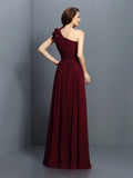 A-Line/Princess One-Shoulder Pleats Sleeveless Long Chiffon Bridesmaid Dresses TPP0005017