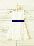 A-line/Princess Straps Sleeveless Layers Tea-Length Chiffon Flower Girl Dresses TPP0007887