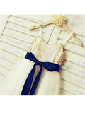 A-line/Princess Spaghetti Straps Sleeveless Sequin Ankle-Length Tulle Flower Girl Dresses TPP0007855