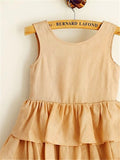 A-line/Princess Scoop Sleeveless Layers Tea-Length Chiffon Flower Girl Dresses TPP0007904