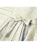 A-line/Princess Sleeveless Scoop Sequin Tea-Length Tulle Flower Girl Dresses TPP0007864