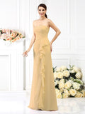 A-Line/Princess Strapless Pleats Sleeveless Long Chiffon Bridesmaid Dresses TPP0005490