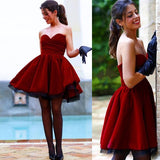 Fabulous Sweetheart Short Burgundy Velet Prom Homecoming Dress Ruched