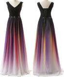 Gradient purple A-line long prom Dress formal prom dress new arrive evening dress 2024