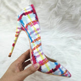 High Heels with Colorful Patterns Fashion Evening Party Shoes